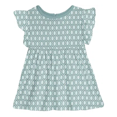 Kickee Kids' Girls' Short Sleeve Lola Swing Dress In Jade Wavy Lattice In Blue
