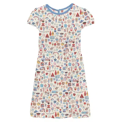 Kickee Kids' Gril's Flutter Sleeve Twirl Dress With Pockets In Party Usa In Multi