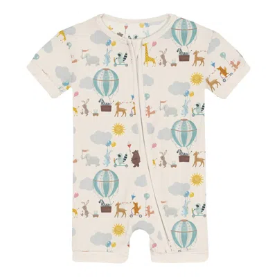 Kickee Kids' Infant & Toddler Unisex Shorty Sleeper With Zipper In Natural Animal Parade In Multi