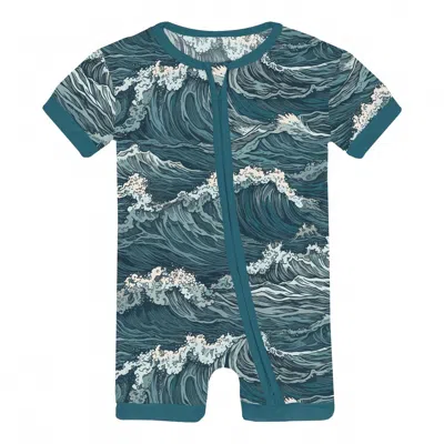 Kickee Kids' Infant & Toddler Unisex Shorty Sleeper With Zipper In Oceanic In Multi