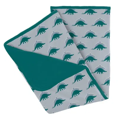 Kickee Kid's Bamboo Stroller Blanket In Pearl Blue Menorahsaurus In Green