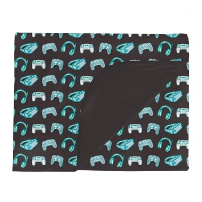 Kickee Kid's Double Layer Throw Blanket In Midnight Gamer In Blue