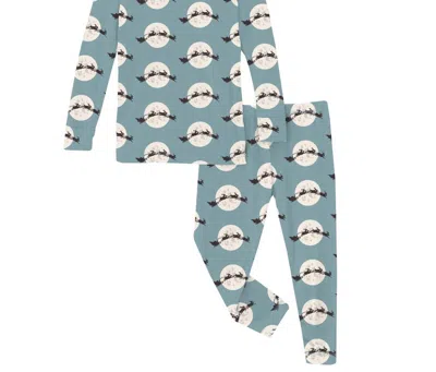 Kickee Kid's Long Sleeve Pajama Set In Stormy Sea Santa's Sleigh In Multi