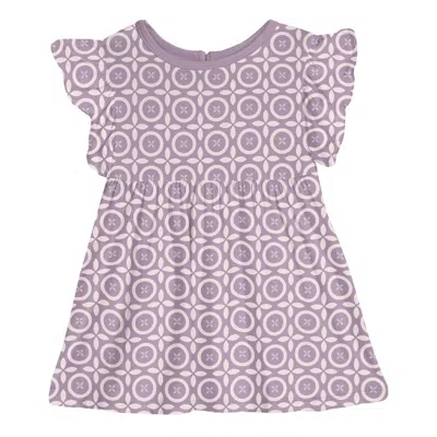 Kickee Kid's Short Sleeve Lola Swing Dress In Lavender Flower Lattice In Purple