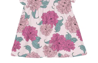 Kickee Kid's Short Sleeve Lola Swing Dress In Shrinking Violet Peonies In Multi