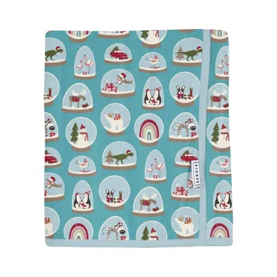 Kickee Kid's Swaddle Perfect Blanket In Glacier Snow Globes In Blue