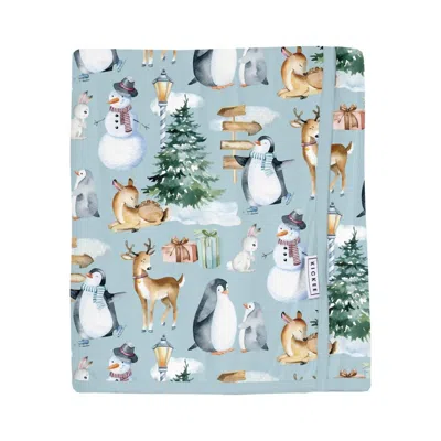 Kickee Kid's Swaddle Perfect Blanket In Spring Sky Winter Wonderland In Multi