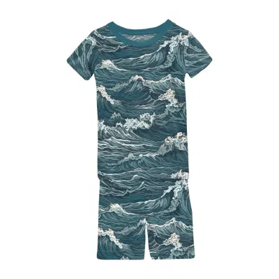Kickee Kids' Short Sleeve Pajama Set With Shorts In Oceanic In Multi