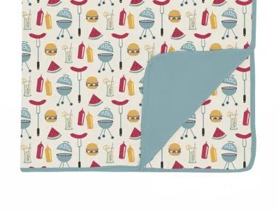 Kickee Lightweight Toddler Blanket In Natural Bbq