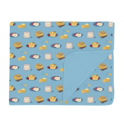 Kickee Lightweight Toddler Blanket In Seaside Blue Breakfast In Bed