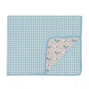 Kickee Lightweight Toddler Blanket In Seaside Blue Gingham/latte Chicken