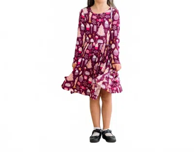 Kickee Kids' Long Sleeve Twirl Dress With Pockets In Melody Sugar Plum In Multi