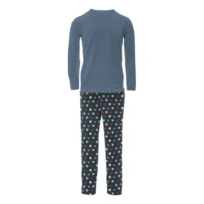 Kickee Men's Long Sleeve Pajama Set In Pine Happy Gumdrops In Multi