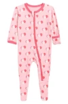 Kickee Pants Balloon Print Zip Fitted Footie In Pink