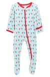 Kickee Pants Balloon Print Zip Fitted Footie In Multi
