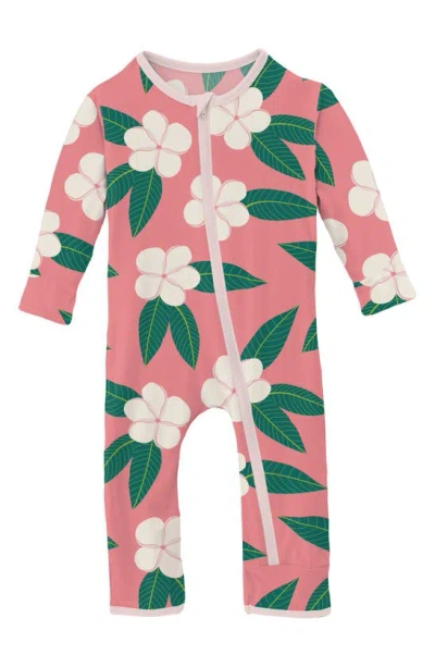 Kickee Pants Babies' Floral Print Zip Coverall In Strawberry Plumeria