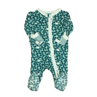 Kickee Pants Kids' Girls Green Ivory 1-piece Footed Pajamas