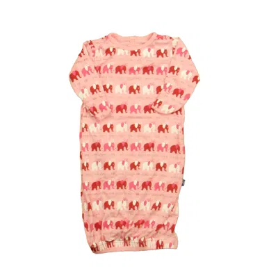 Pre-owned Kickee Pants Kids' Girls Pink Elephants Long Sleeve Outfit In Green