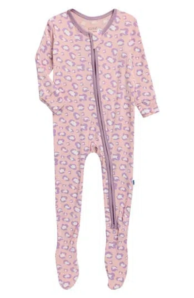 Kickee Pants Babies'  Leopard Print Zip Footie In Pink