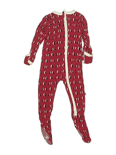 Pre-owned Kickee Pants Babies' Long Sleeve Onesie In Burgundy