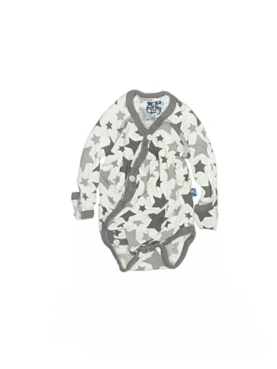 Pre-owned Kickee Pants Babies' Long Sleeve Onesie In Silver
