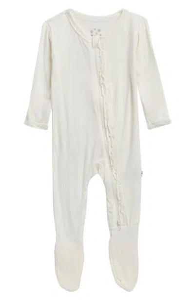 Kickee Pants Babies'  Muff Ruff Zip Fitted Footie In White
