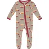 Kickee Pants Pie Print Zip Footie In Neutral