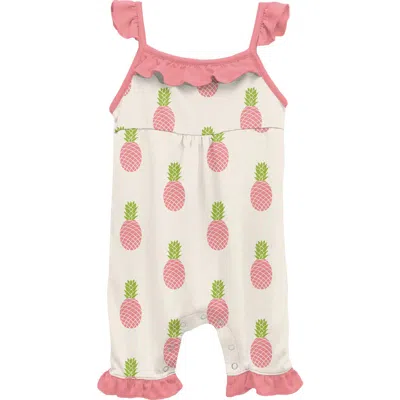 Kickee Pants Babies'  Pineapple Print Ruffle Trim Romper In Strawberry Pineapples
