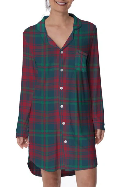 Kickee Pants Plaid Long Sleeve Nightshirt In Peacock Plaid