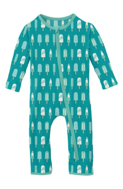 Kickee Pants Babies' Popsicle Print Zip Coverall In Neptune Popsicles