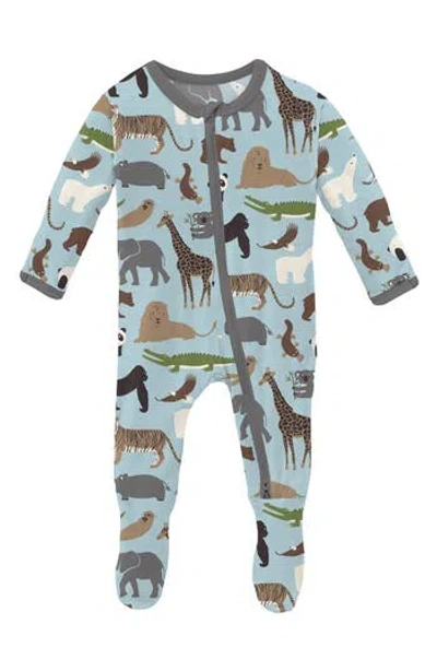 Kickee Pants Babies'  Print Footie In Blue