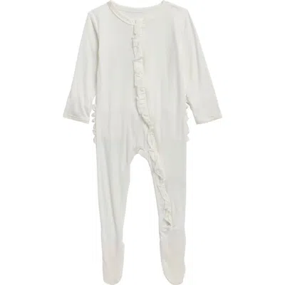 Kickee Pants Babies'  Ruffle Two-way Zip Fitted Footie In White