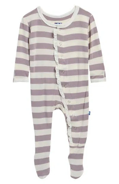 Kickee Pants Babies'  Ruffled Snap Placket Footie In Purple