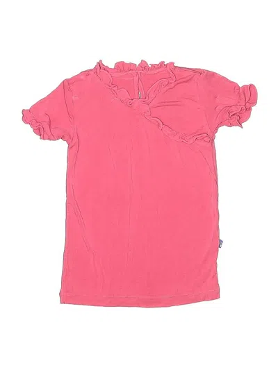 Pre-owned Kickee Pants Kids' Short Sleeve Top Pink Ruffles Neckline Tops