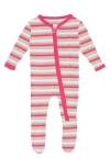 Kickee Pants Stripe Print Zip Footie In Multi