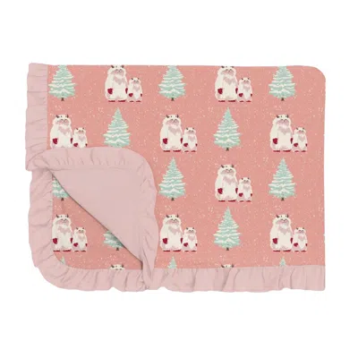 Kickee Print Ruffle Toddler Blanket In Blush Yeti In Pink