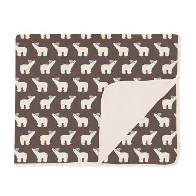 Kickee Print Toddler Blanket In Coffee Polar Bears In Brown