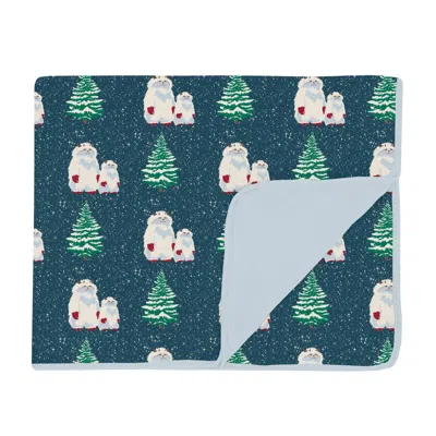 Kickee Print Toddler Blanket In Peacock Yeti In Blue