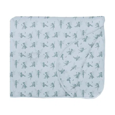 Kickee Print Toddler Blanket With Embroidery In Illusion Blue Forest Fairies In Multi