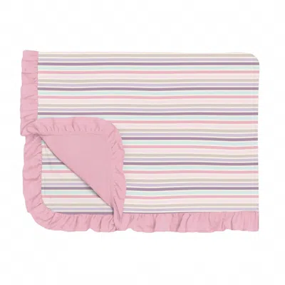 Kickee Ruffle Toddler Blanket In Ice Cream Stripe