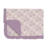 Kickee Ruffle Toddler Blanket In Latte Butterflies