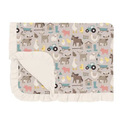 Kickee Ruffle Toddler Blanket In Latte Morning On The Farm