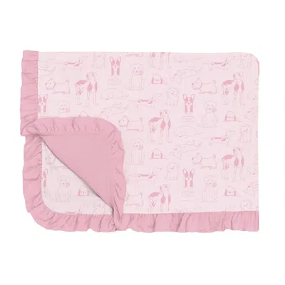 Kickee Ruffle Toddler Blanket In Shrinking Violet Dogs