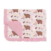 Kickee Ruffle Toddler Blanket In Shrinking Violet Forest Party