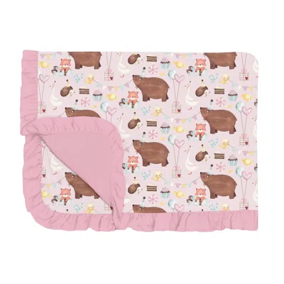 Kickee Ruffle Toddler Blanket In Shrinking Violet Forest Party