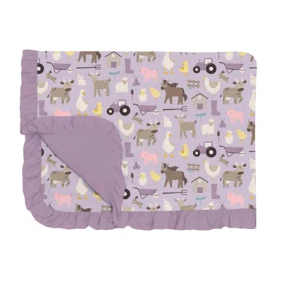 Kickee Ruffle Toddler Blanket In Thistle Morning On The Farm