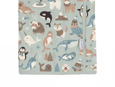 Kickee Swaddle Perfect Blanket In Aloe Arctic Animals In Multi