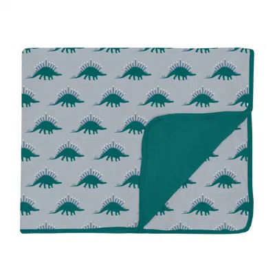 Kickee Toddler Bamboo Blanket In Pearl Blue Menorahsaurus In Green
