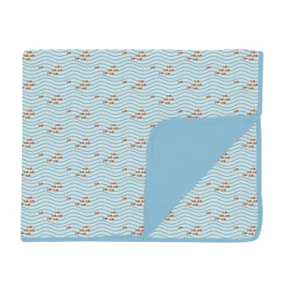 Kickee Toddler Blanket 40" X 60" In Fresh Air Little Fishy In Blue