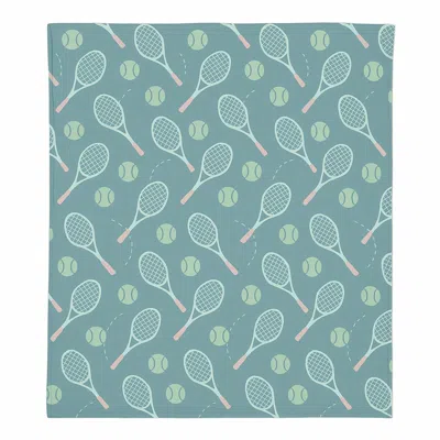 Kickee Toddler Blanket 40" X 60" In Jade Tennis In Blue